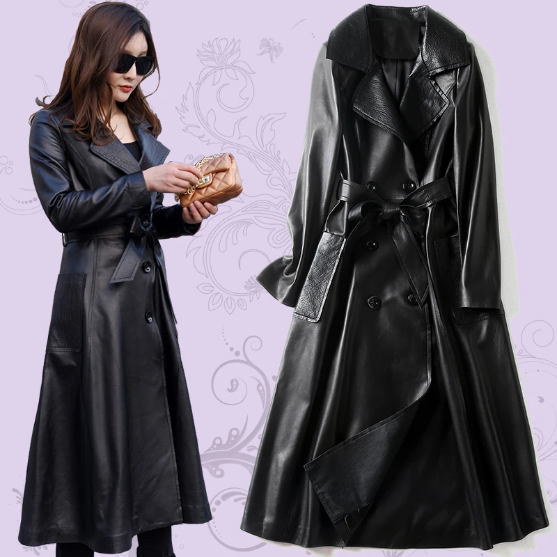 Женская куртка Тренч из натуральной кожи осенне зимняя овечьей 2020 Корейская