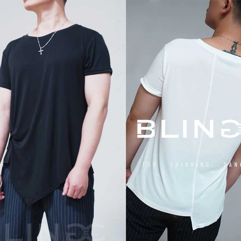 Топ для латиноамериканских танцев мужская Одежда черная футболка тренировочная