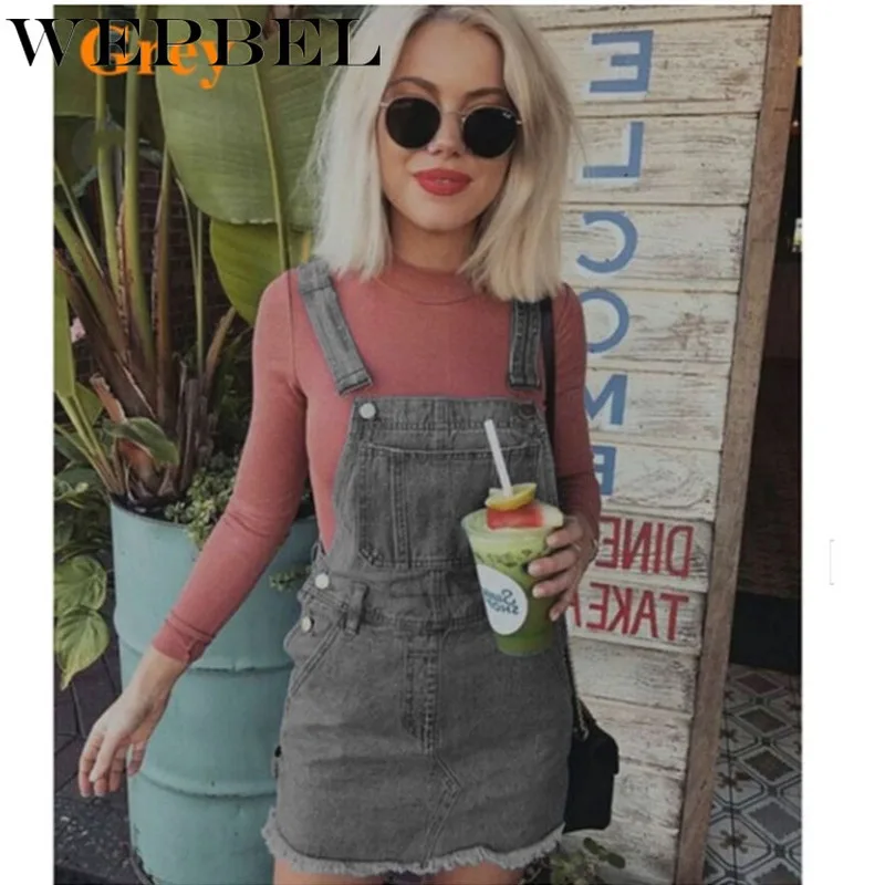 WEPBEL New Arrivals Women's Strap Denim Skirt With Pocket Summer 2020 High Waist Suspender Overalls Elegant Jumpsuit Skirts |