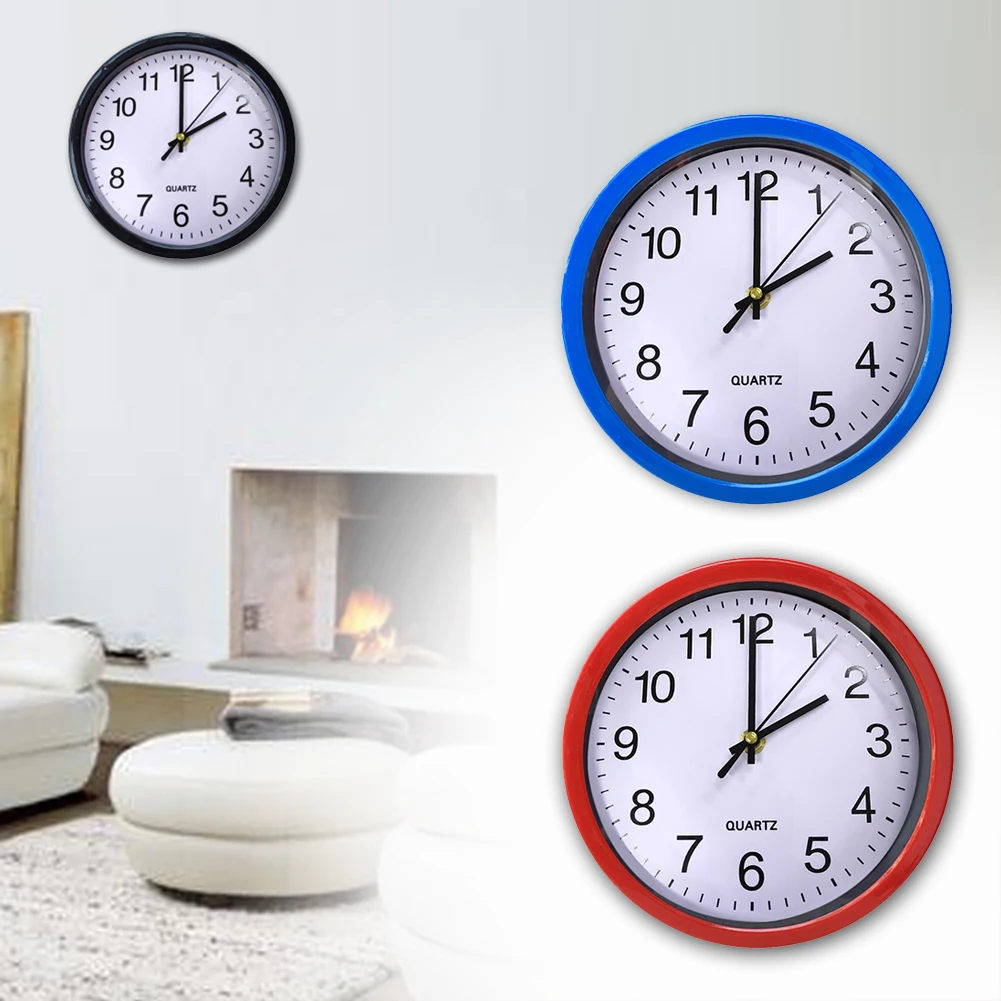 Круглые пластиковые кварцевые бесшумные настенные часы 8 дюймов современные