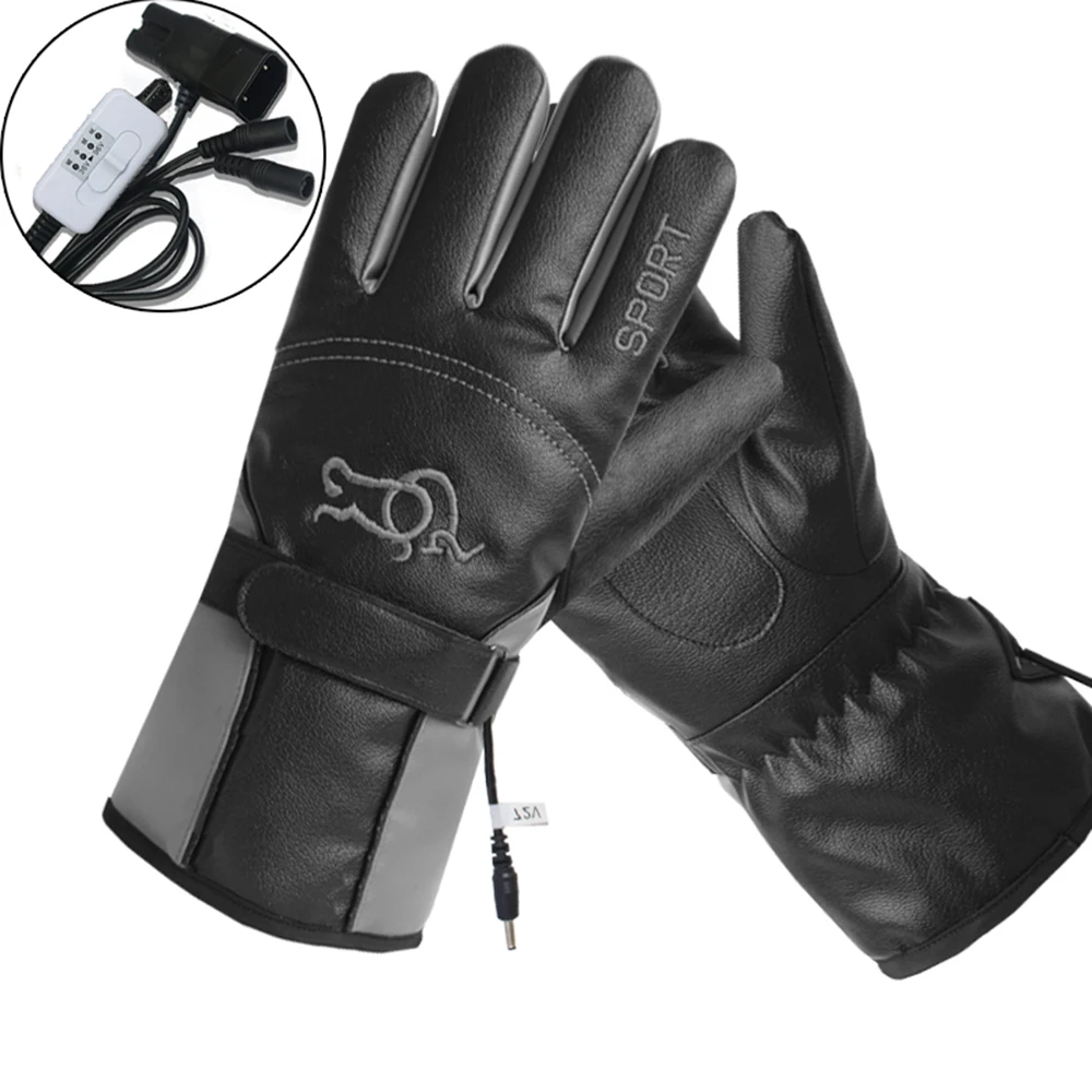 Electric 48V-72V GY HEROBIKER зимние Мотоциклетные Перчатки Guantes Moto с сенсорным экраном на батарейках, мотоциклетные гоночные водонепроницаемые перчатки с подогревом - Color: Electric 48V-72V GY