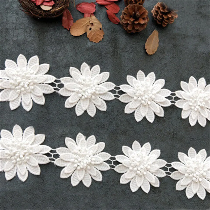 Вышитая Цветочная трехмерная цветочная ткань кружевная DIY Ручная работа