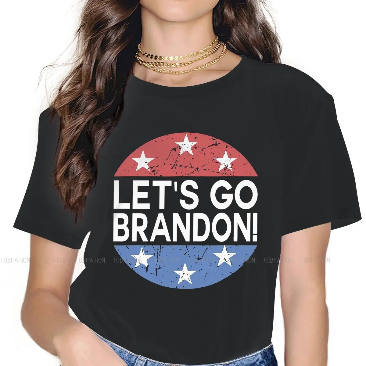 

Funny FJB 2021 Female Shirts Let's Go Brandon Large Vintage Women Top Harajuku Casual Feminine Blusas