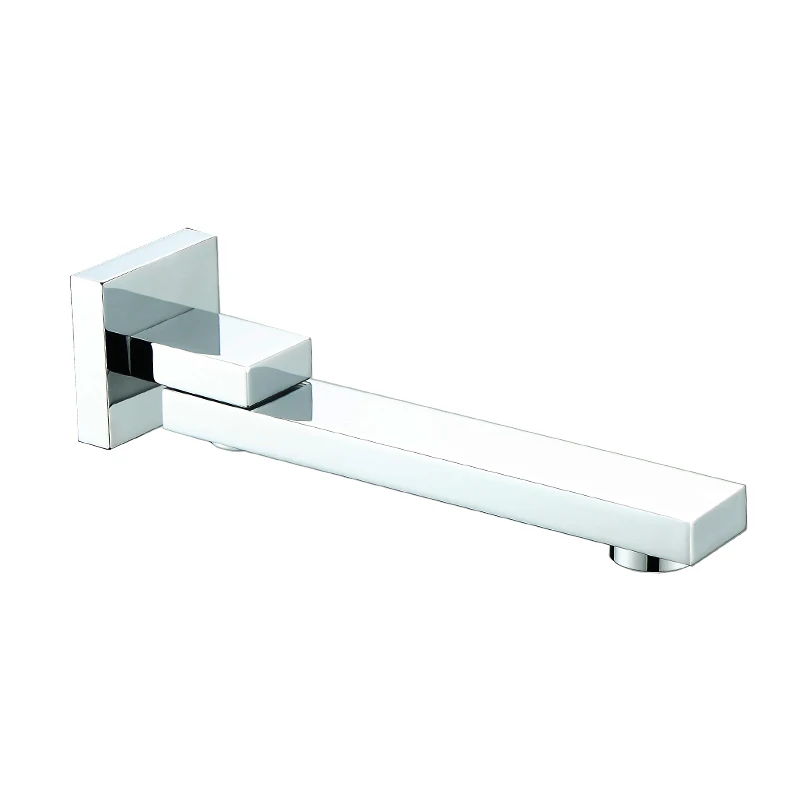 

Spout Chrome Finish Brass Spout Bibcocks 180 degree rotation Wall Mounted Bathroom Tub Spout Square Wholesale And Retail