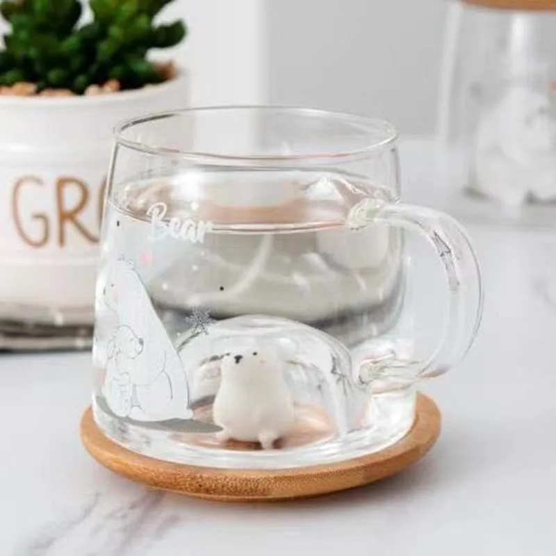 450 мл стеклянная чашка для воды кружка посуда напитков Милая бутылка молока Кофе