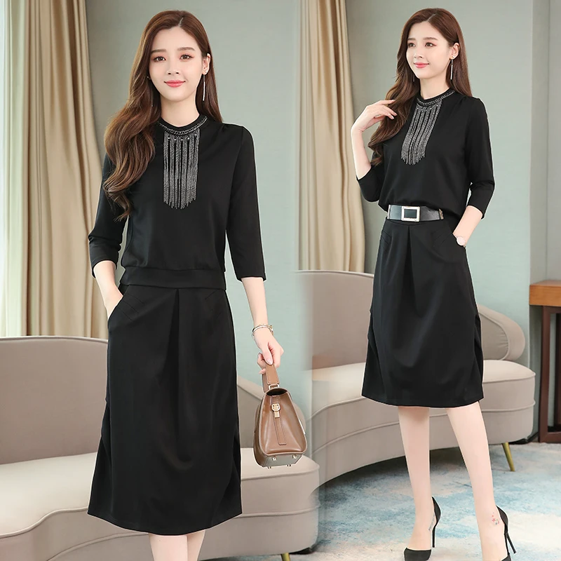 

Fashion Women 2 Sets Clothing With Skirts Pullover Korean Skirt Set OL Womens Matching Set Two Piece Set Top And Skirt