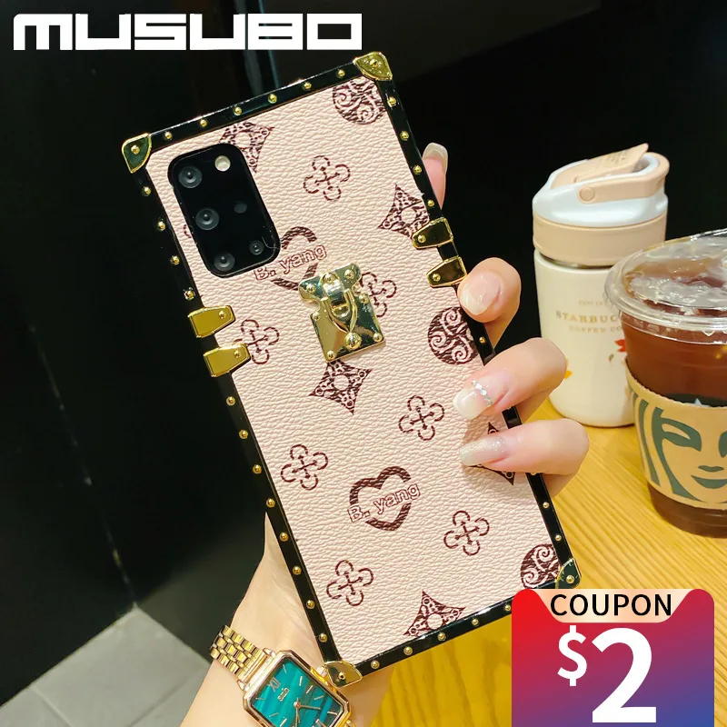 musubo luxury square genuine leather case for samsung note 20 case s21 s20 a71 5g s22 note 9 fashion vintage lattice phone cover free global shipping
