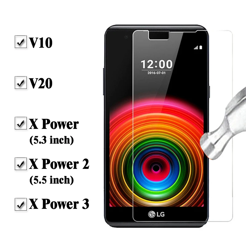

10pcs transparent tempered glass screen protector for lg v10 v20 v30 glass for lg v30 v10 v20 x power 2 xpower 3 protective film