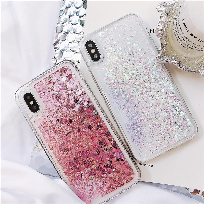 Liquid Silicone Case For Xiaomi Mi 5X 6X 8 9 SE 9T 10T Note 10 CC9 A1 A2 A3 Lite Poco X2 X3 F2 M2 C3 Pro Bling Quicksand Cover