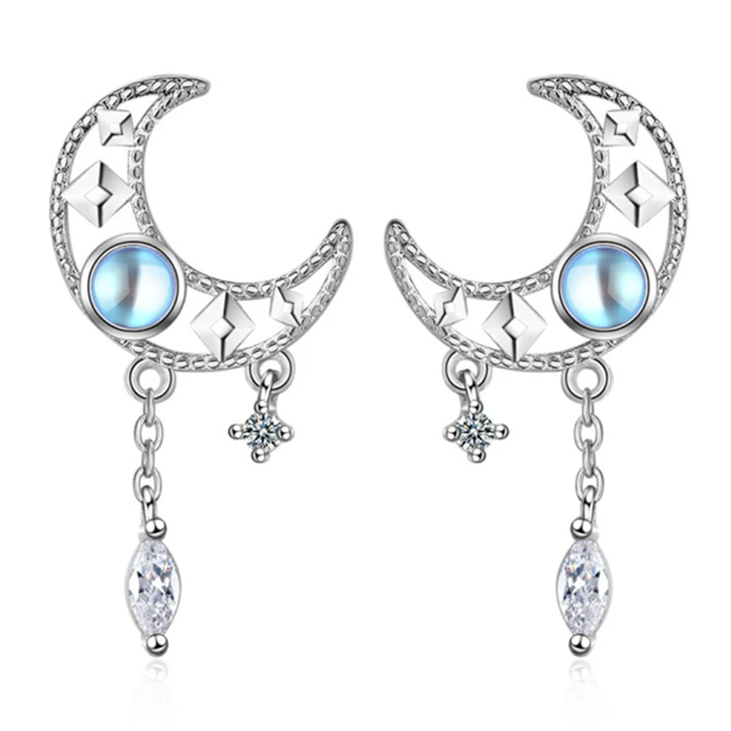 

Fashion Hollow Moon Zircon Earrings Simple Style Metal Tassel Dangle Earrings Ear Pendant For Charm Women Exquisite Jewelry Gift