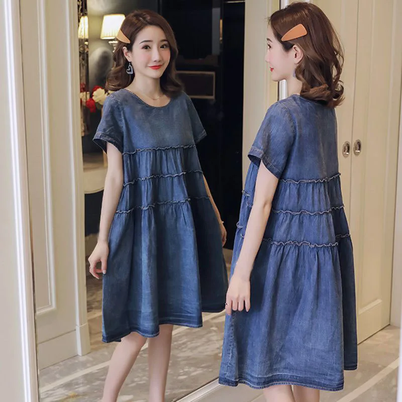 Платье для беременных Платья размера плюс женское платье свободное джинсовое