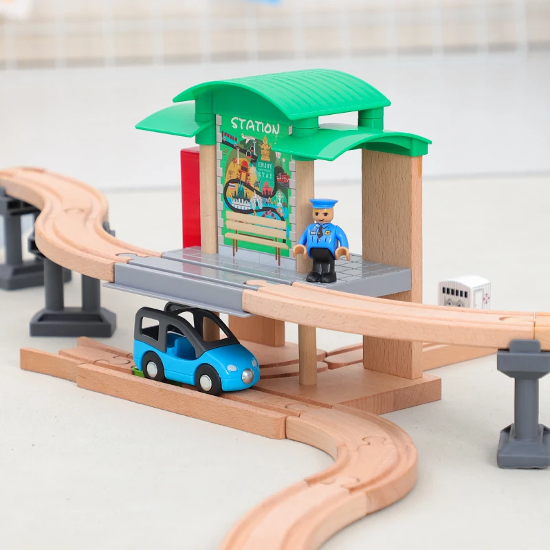 

High Speed Rail EMU Bus Passenger Car Station Platform Scene Children's Building Model Rail Toys Educational Children's Toy Gift