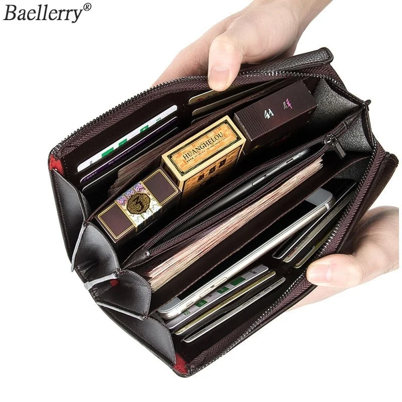 

Baellerry Business Phone Wallet Luxury Brand Big Capacity Coin Purse Smart Long Zipper Wristlet Male Wallet Men Clutch Bags