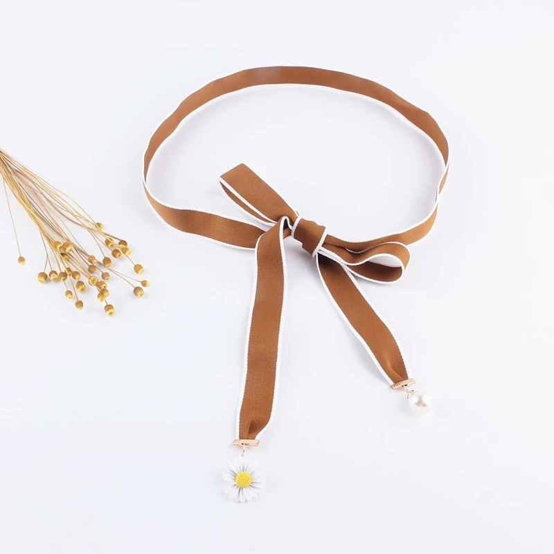 

Модные тканевые длинные тканевые ремни для женщин, ремни на талию, цветок, жемчуг, цепочка, пояс, веревка, декоративный свитер, юбка