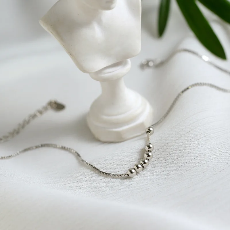 Браслеты анклеты женские из серебра 925 пробы с бусинами|Анклеты| |