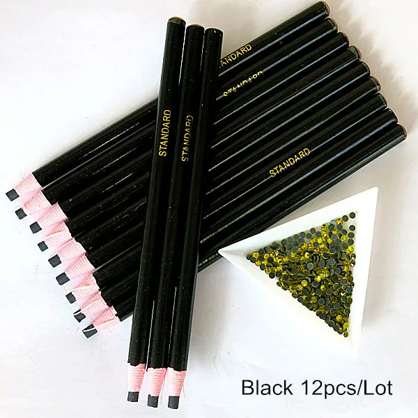 Black-12PCS Белый карандаш бумажный деревянный карандаш палочки горячей фиксации Стразы не горячей фиксации Стразы Diy инструменты B1972 - Цвет: Black-12PCS