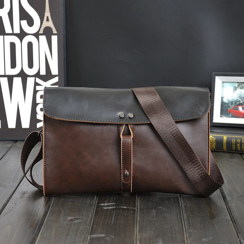 

GUMST Crazy Horse Pu Leather Single Shoulder Bag Men Messenger Bag Casual Crossbody Bags Business Handbag Designed Envelope Bag