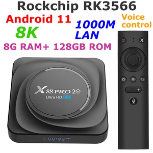 android 11 tv box x88 pro 20 8gb ram 128gb rk3566 with bt voice control youtube media player 1000m ethernet 5g dual wifi free global shipping