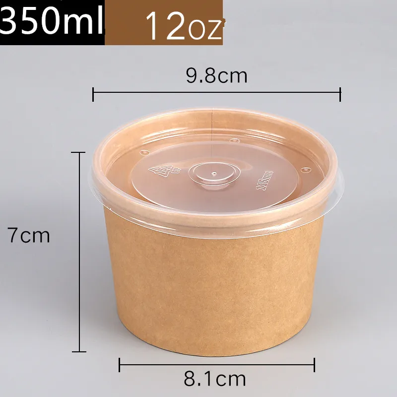 cup and lid2 50 шт высокого качества, самодельная бумажная одноразовая коробка для упаковки на вынос 8 унций/12 унций круглый салатный суповой контейнер для еды бумажная чашка с крышкой - Цвет: cup and lid2