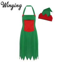adult christmas clothes elf costume santa claus kitchen apron with hat sets festival holiday cosplay fancy party xmas dress up