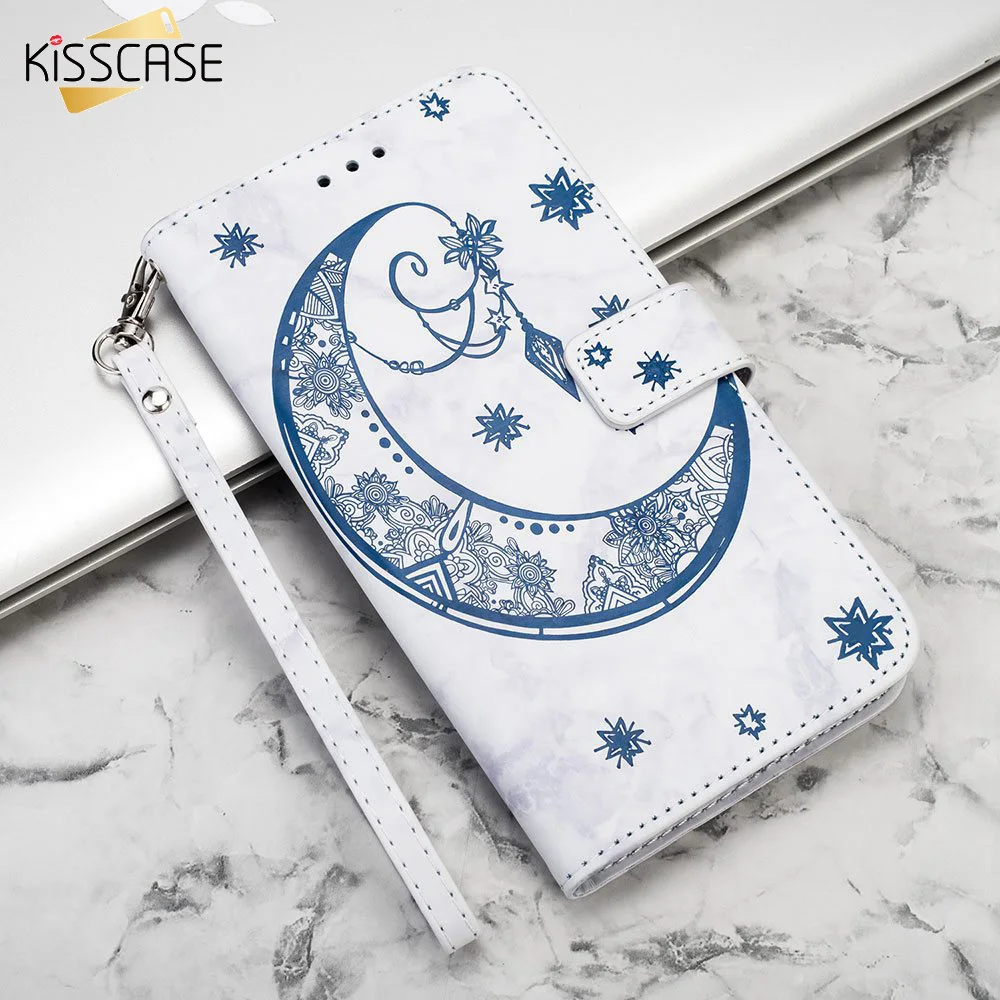 KISSCASE 3D Moon PU кожаный чехол для iPhone XS MAX 7 8 X XR 5 6 6s Plus 6Plus кошелек слот карт