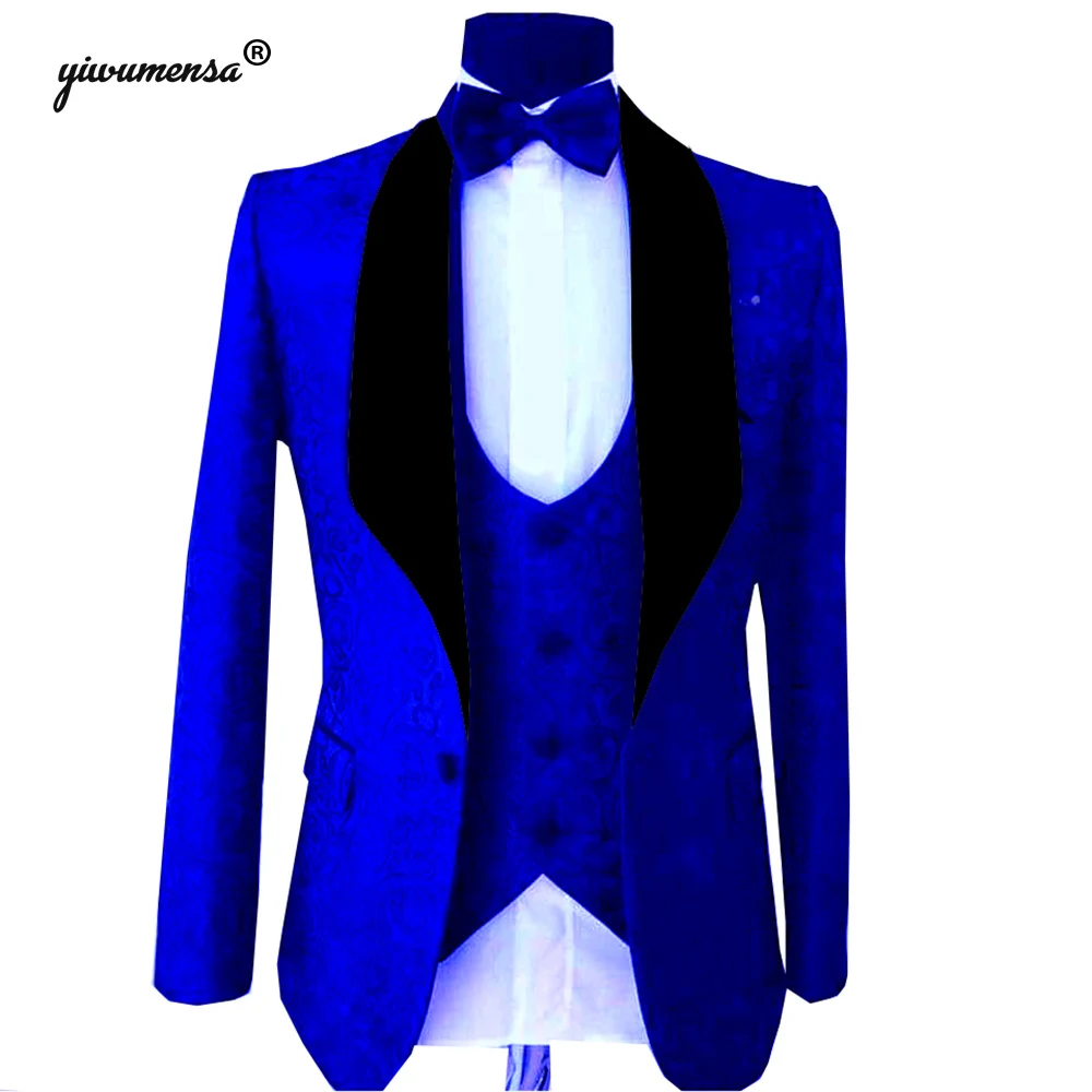 Мужской свадебный костюм Trajes Para Hombre из 3 предметов Королевского синего цвета