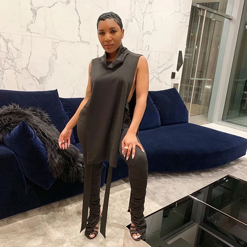 Наряды для женщин леггинсы в складку комплект из двух предметов женская осенняя