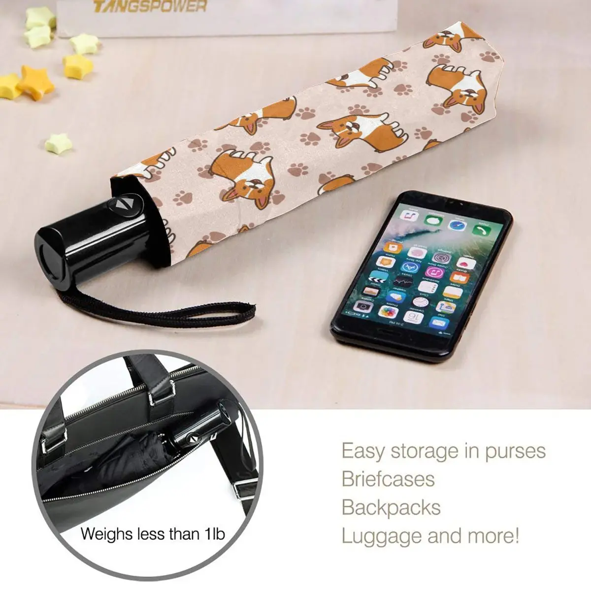 

Wind Resistant Folding Automatic Umbrella Women Auto Cartoon Corgis Dogs Windproof Umbrellas Rain For Men Parasol