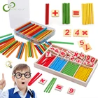 Цветные бамбуковые Счетные палочки, учебные пособия по математике Монтессори, счетные стержни для детей дошкольного математического обучения, игрушка GYH