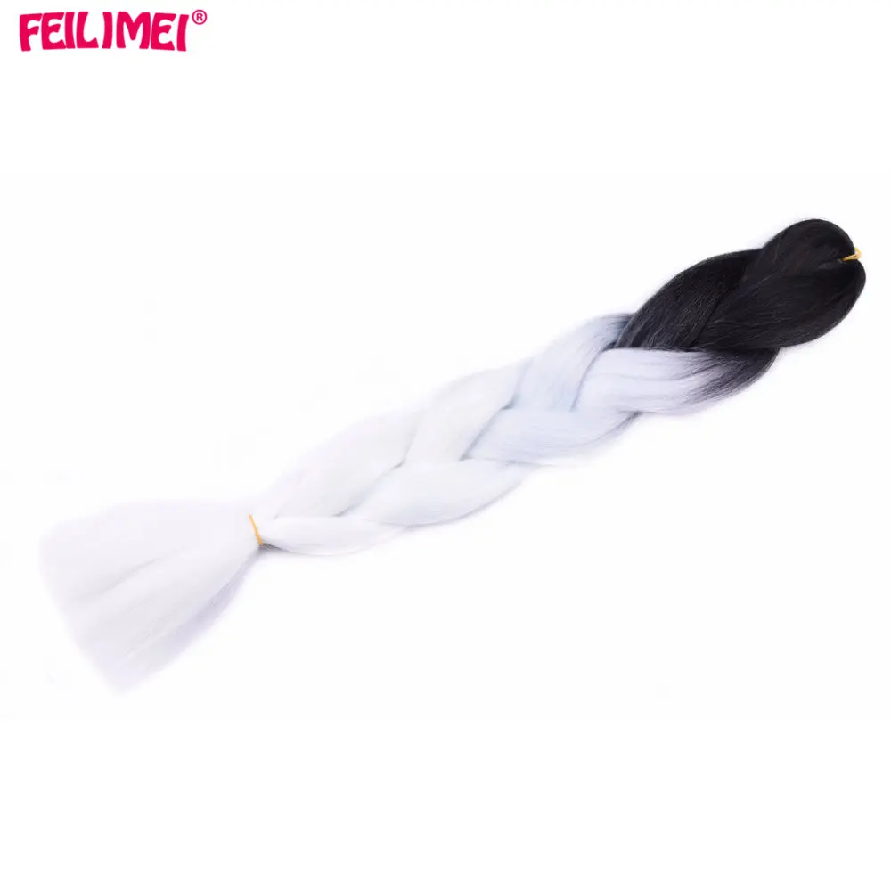 Feilimei, Омбре, блонд, Джамбо, косички, волосы для наращивания, синтетические, жаростойкие волосы, фиолетовый, серый, синий, вязанные косички, пряди для волос - Цвет: P4/30