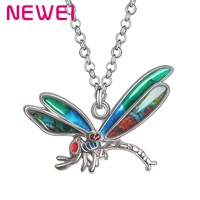newei enamel alloy floral flying dragonfly necklace insect pendant chain trendy animals charm gifts jewelry for women men teens