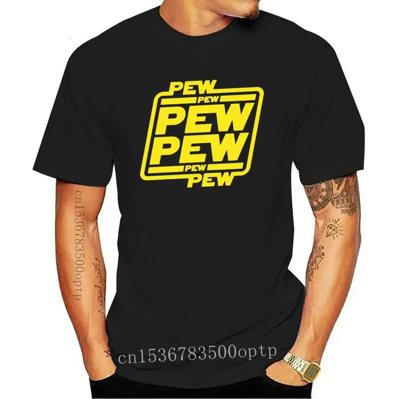 

Sport Pew Pew Pew T-Shirt Men Custom Printing Short Sleeved Red O-neck Tees Shirt