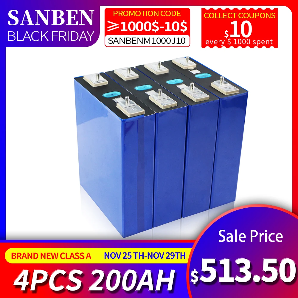 

4 шт., литий-железо-фосфатные аккумуляторы, 3,2 В