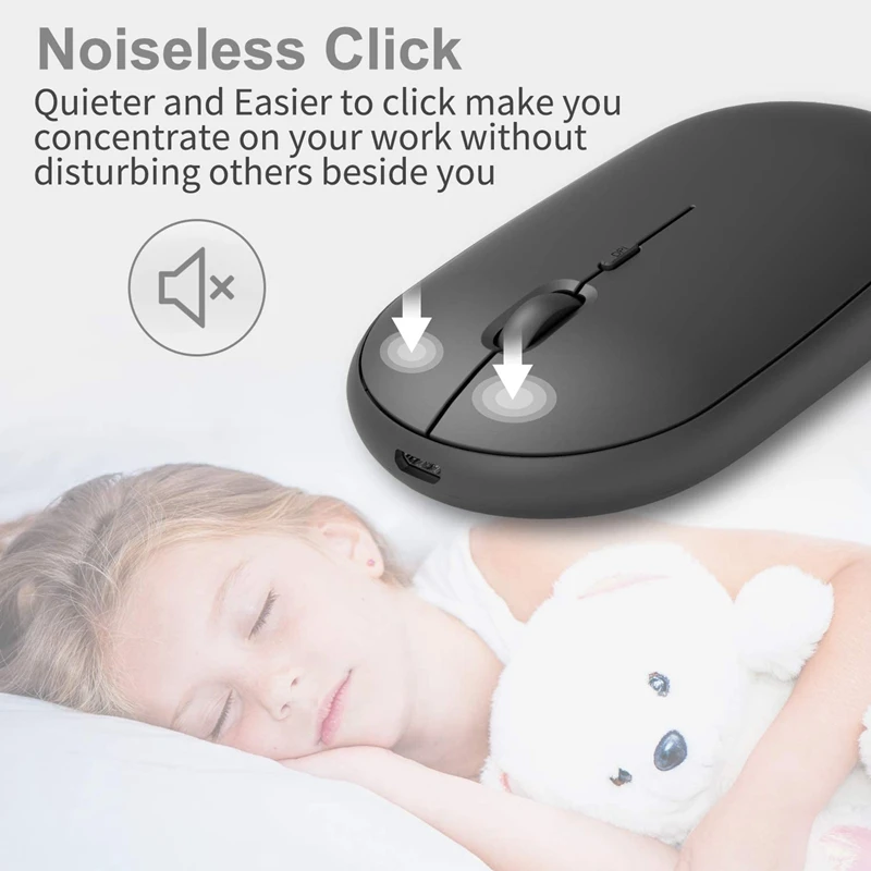 

Slim Dual Mode(Bluetooth 4.0 + USB)Mouse,3 DPI, for Laptop, iPad, PC