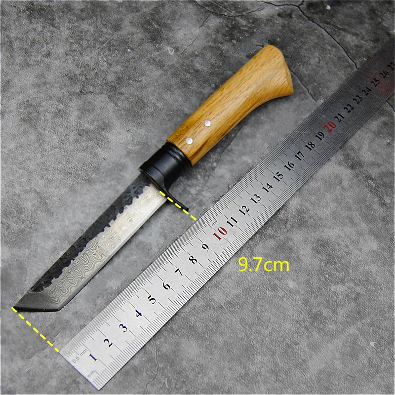 Японский самурайский стиль Кованое D2 стальное прямое лезвие 59HRC Открытый Кемпинг