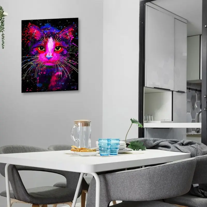 

Colorful Cat DIY 5D Full Drill Diamond Painting Embroidery Cross Stitch Kit Rhinestone Home Decor Craft