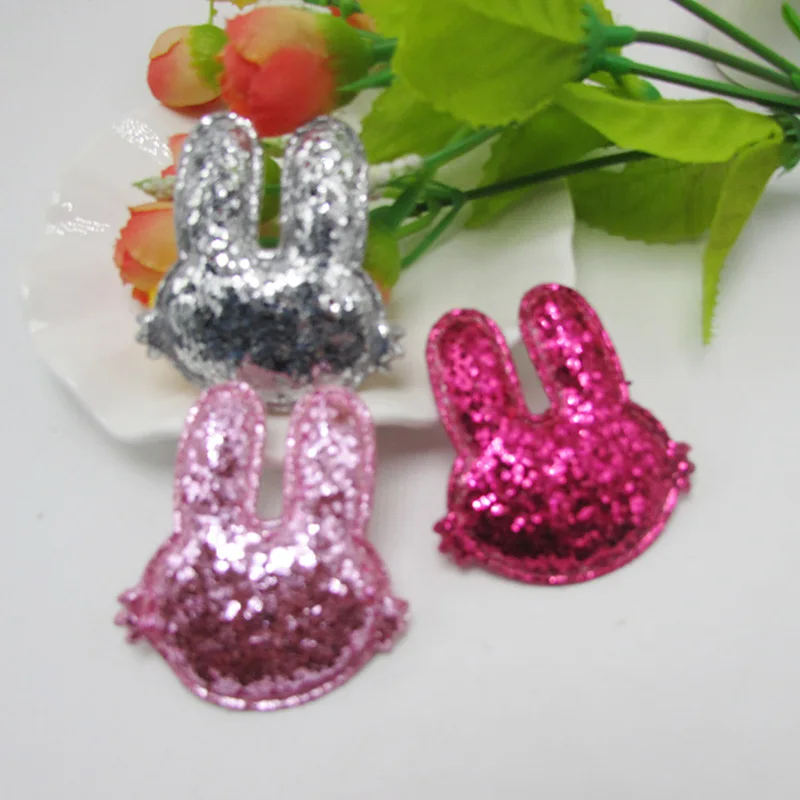 

25Pcs 4.7*5CM Newborn Vintage Rabbit Ears Appliques for Garments Decoration Fashion Glitter Nonwovens Felt Bunny Ears Patches