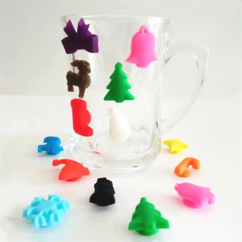 

Silicone Glass Cup Markers Reusable Christmas And Animals Drink Charms Wine Identifier For Cocktails Drinking Goblet Wine Cup