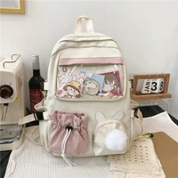 2021 pink female backpack cartoon bunny anime school bag kawaii teenage college girls solid drawstring bookbag backpack for girl