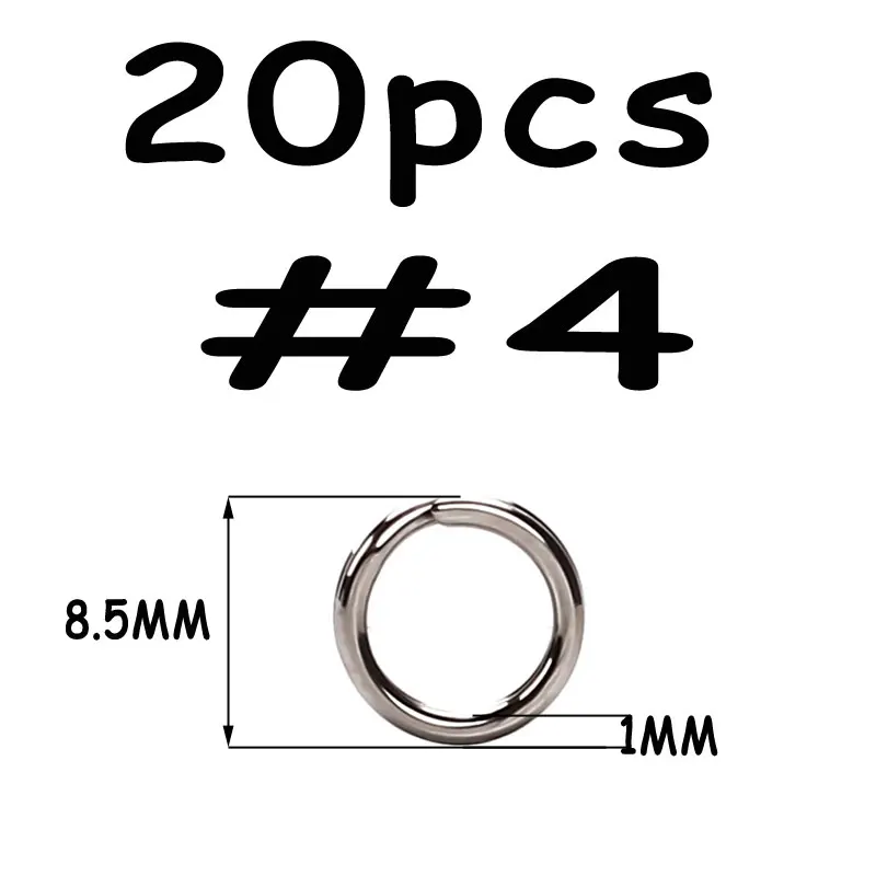 Split Ring 4 20pcs 20 шт из нержавеющей стали рыболовные Сплит Кольца твердые кольца соединители для блесны соленой воды рыболовные аксессуары анти ржавчины - Цвет: Split Ring 4 20pcs