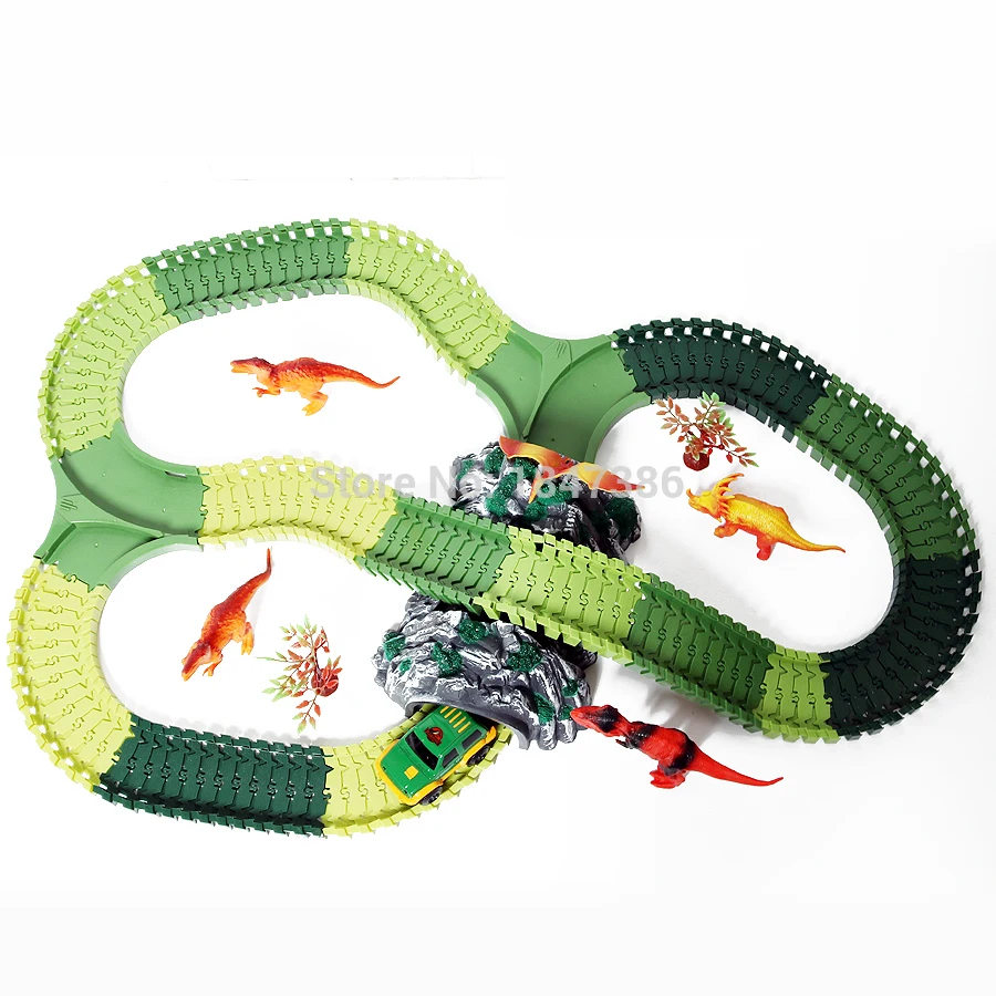 Магические гоночные автомобили Outsize 7 5 см с 144 шт. гибких дорожек набор динозавров