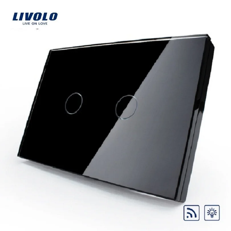 

Стандартный светодиодный выключатель Livolo US/AU, роскошная панель из хрустального стекла, диммер и дистанционный сенсорный настенный выключа...