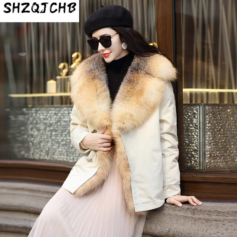 Verkauf JCHB 2021 Winter Neue Mode Elegante Goldene Insel Fuchs Pelz Kaninchen Pelz Liner Pelz Pi überwinden Weibliche