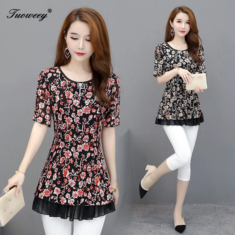 

Fashion Spring Summer Style Slim Floral Long Shirt Female Casual Slim Color Floral Plus Size 5XL Elegant Printed Blouse