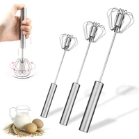 semi automatic egg beater stainless steel stirrer manual self turning baking cooking cream whisk kitchen accessories egg tools
