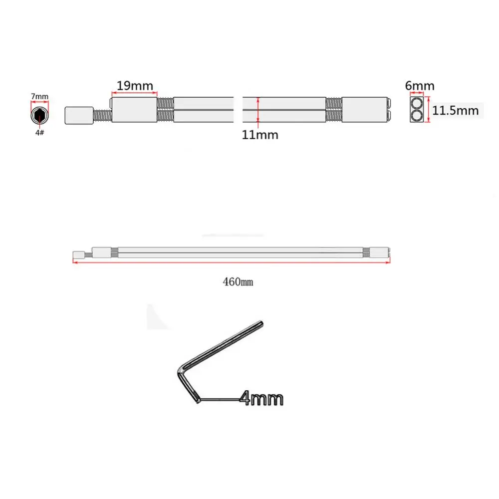 

460mm Professional Two Way Adjustable Guitar Truss Rod Tool with Brass Head