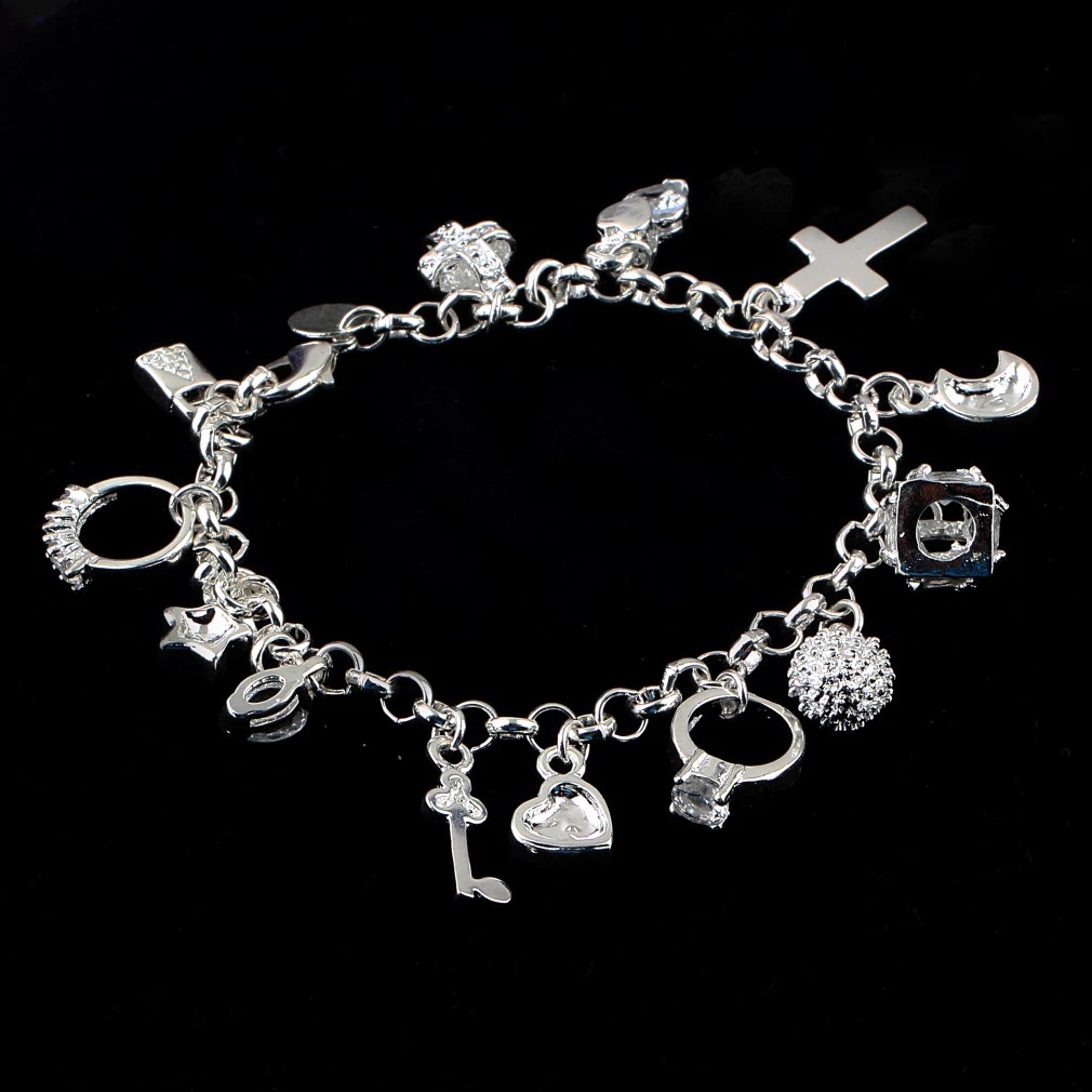 Сплав посеребренный браслет в виде цепи ювелирные изделия Ассорти Крест бисера