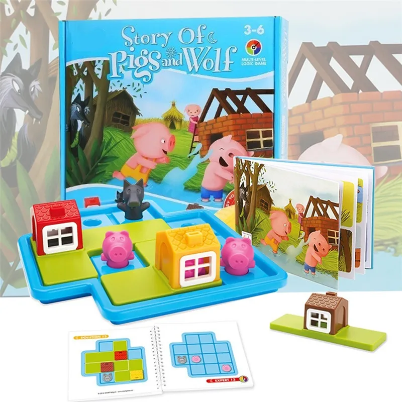 

Child Brain Board Games Montessori Three Little Piggies Little Red Riding Hood Cognitive Skill-Building Puzzle Challenge Toys