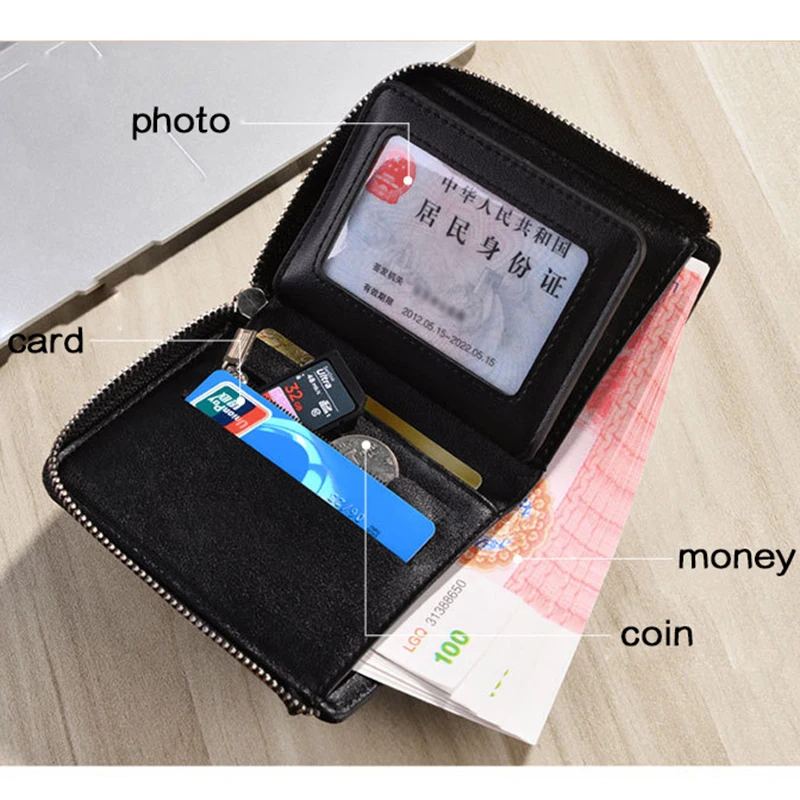 Новинка 2018 модный мужской кошелек из хорошей кожи маленький на молнии короткий