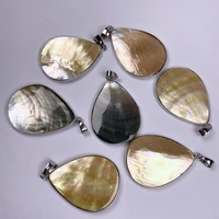 1pc high quality natural freshwater drop shaped shell edging pendant charms for jewelry making diy necklace accessories 32x45mm